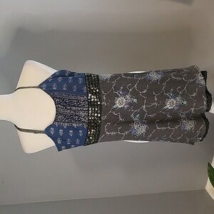 Free People Embelished Lined Back Stretch Side Zip Boho Sundress - Size 4